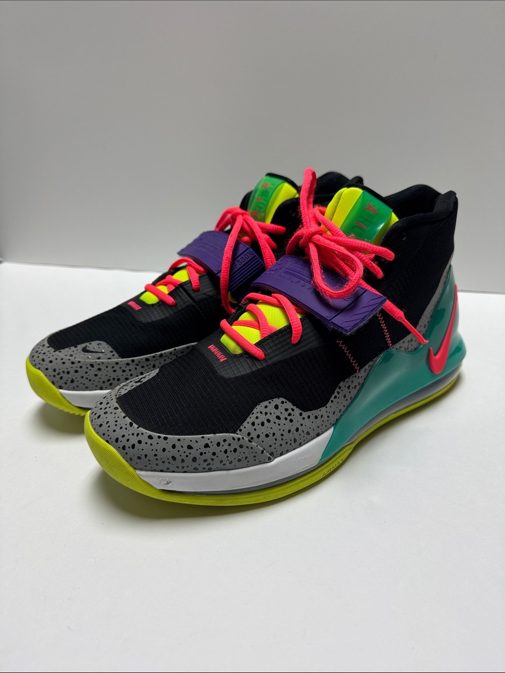 Nike Black Basketball Shoes with Neon Yellow, Pink & Teal Accents